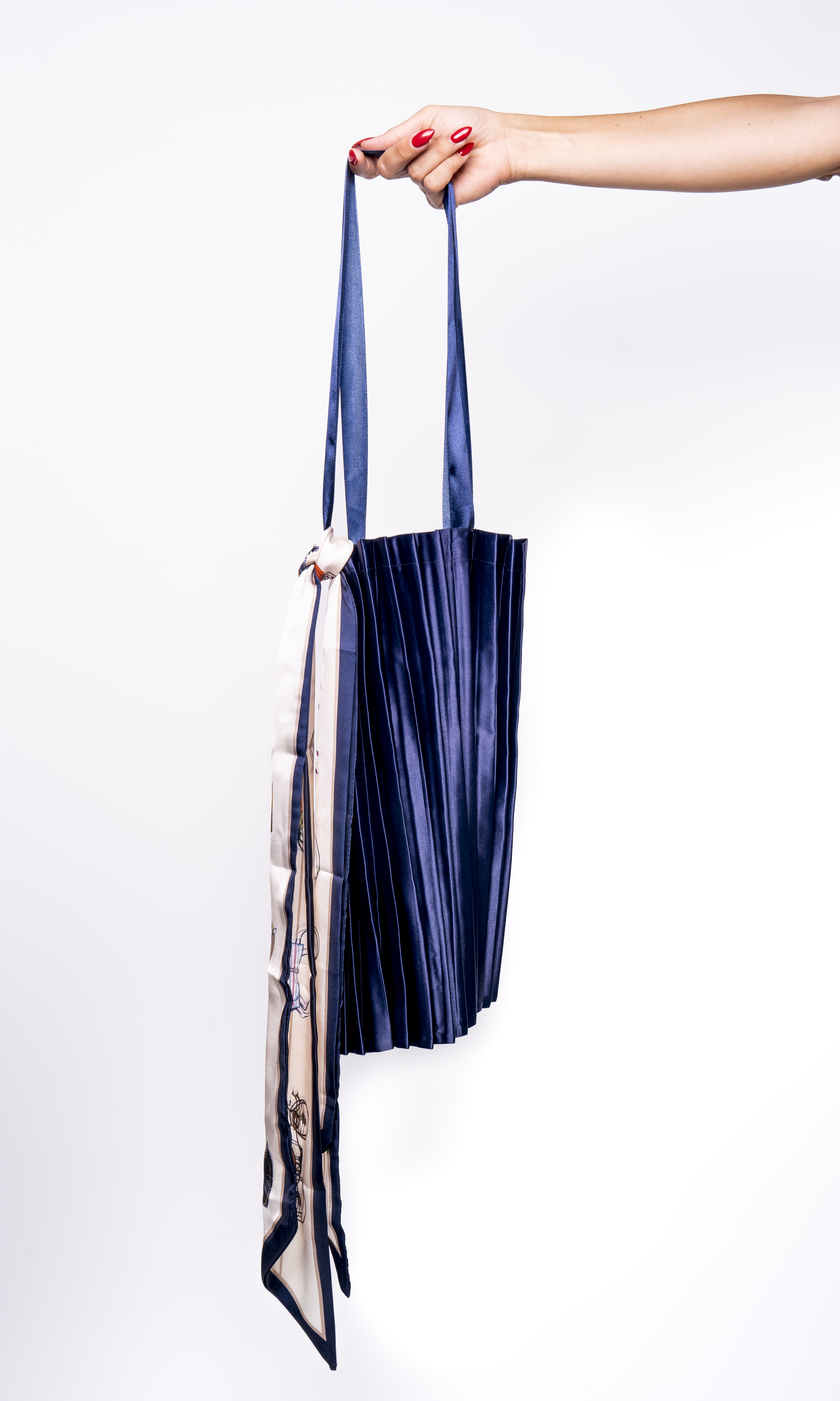 Kefalonia Deep Sea - Dark Blue Pleated Tote Bag image 3