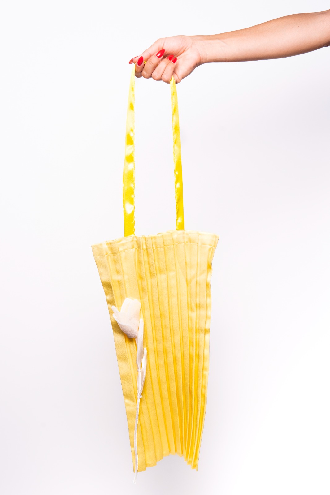 Greek Sunshine - Lemon Yellow Pleated Tote Bag image 3