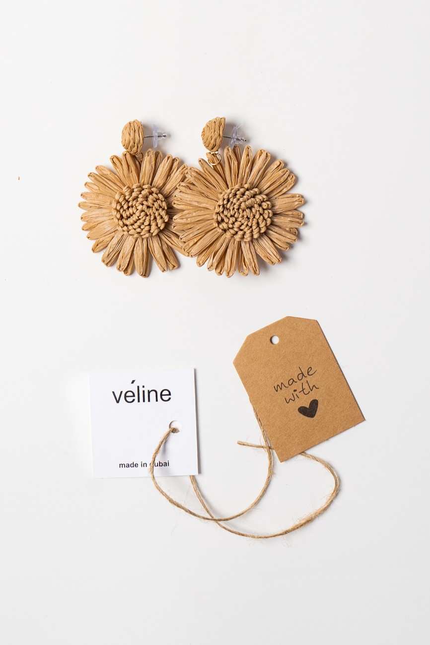 Flowers Reffia Earrings Mocha image 1