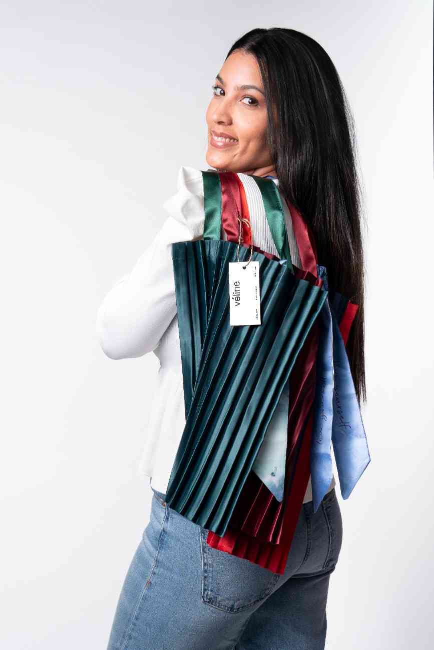 Naxos Forest - Dark Green Pleated Tote Bag -- Available at The Ice house - Meadows Mall -- image 2